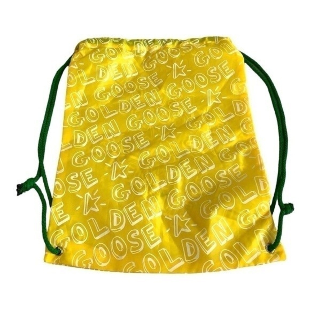 Golden Goose Nylon Drawstring Backpack Yellow White Green Unisex VG - Picture 2 of 3